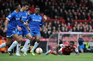 Bristol City V Gillingham Prints: Bristol City's Jay Emmanuel-Thomas Surrounded by Gillingham Defenders during Sky Bet League One Match