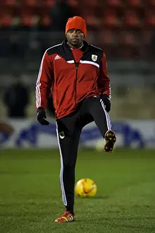 Leyton Prints: Bristol City's Jay Emmanuel-Thomas Warming Up Ahead of Leyton Orient Clash