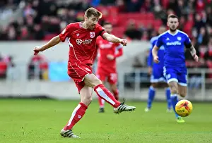 Bristol City's Jens Hegeler Takes Shot Against Cardiff City - Sky Bet Championship Clash at Ashton Gate