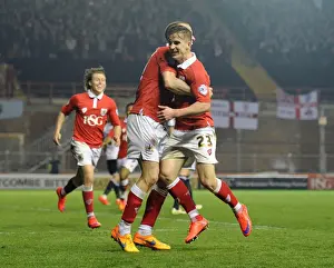 Swindon Prints: Bristol City's Joe Bryan and Aaron Wilbraham Celebrate Goal Against Swindon Town