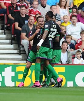 Images Dated 22nd August 2015: Bristol City's Joe Bryan Celebrates Goal Against Middlesbrough in Sky Bet Championship (22/08/2015)