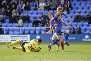 Shrewsbury Town V Bristol City Prints: Bristol City's Joe Bryan Denied by Shrewsbury Town's Joe Anyon