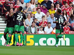 Middlesbrough V Bristol City Prints: Bristol City's Joe Bryan Euphorically Celebrates Goal Against Middlesbrough in Sky Bet Championship Match