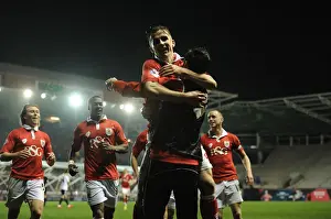 Swindon Prints: Bristol City's Joe Bryan and Greg Cunningham Celebrate Goal Against Swindon Town