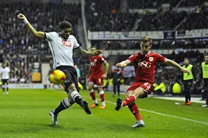 Derby County V Bristol City Prints: Bristol City's Joe Bryan Sends a Cross into the Derby County Box