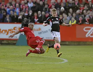 Bristol City's Joe Bryan Tackled by Tamworth's Wayne Thomas during FA Cup Second Round Match
