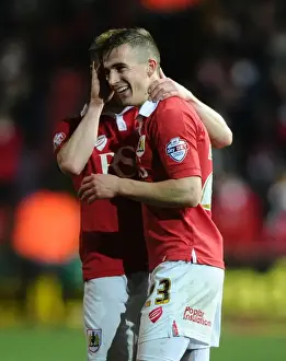 Bristol City's Joe Bryan and Wade Elliott Celebrate Goal vs Port Vale, Sky Bet League One, 2015