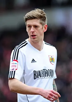 Black Pool Prints: Bristol City's Jon Stead at Bloomfield Road during Blackpool vs