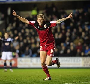 Images Dated 1st January 2013: Bristol City's Jon Stead Celebrates Goal Against Millwall in Championship Match, 2013