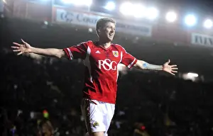 Bristol City V Leicester City Prints: Bristol City's Jon Stead Erupts in Celebration After Scoring Epic Goal Against Leicester City at Ashton Gate