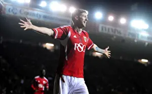 Bristol City V Leicester City Prints: Bristol City's Jon Stead Erupts in Epic Celebration After Scoring Against Leicester City at Ashton Gate Stadium