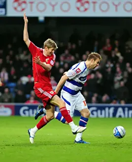Bristol City's Jon Stead Foul by QPR's Kaspars Gorkss in Championship Match