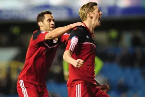 2012 Prints: Bristol City's Jon Stead and Sam Baldock Celebrate Goal Against Millwall in Championship Match
