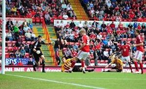 Images Dated 7th May 2011: Bristol City's Jon Stead Scores Back Heel Flick Goal vs. Hull City (Championship, 07/05/2011)