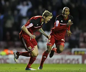 Framed Print : Bristol City's Jon Stead Scores the Winning Goal Against Ipswich Town in Championship Match, January 2013