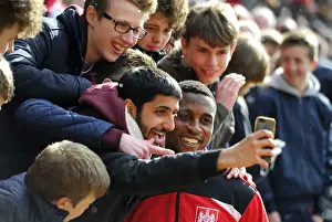 Bristol City V Huddersfield Town Prints: Bristol City's Jonathan Kodjia Celebrates with Fans after Championship Match vs