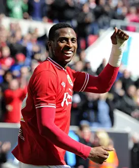 Bristol City's Jonathan Kodjia Celebrates Goal Against Huddersfield Town, Sky Bet Championship 2016