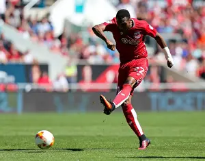 Opening Game Prints: Bristol City's Jonathan Kodjia Fires A Shot Against Wigan Athletic at Ashton Gate Stadium