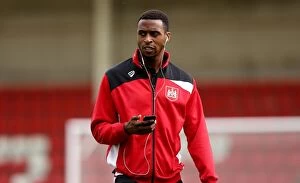Images Dated 25th July 2016: Bristol City's Jonathan Kodjia Focuses on Music Before Cheltenham Town Clash