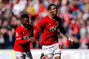 Bristol City V Huddersfield Town Prints: Bristol City's Jonathan Kodjia Scores Dramatic Hat-Trick Goal vs