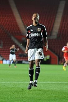 Images Dated 24th September 2013: Bristol City's Jordan Wynter Reacts to Missed Opportunity Against Southampton in Capital One Cup