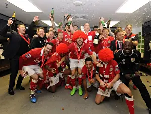 Season 14/15 JPT Final Prints: Bristol City's JPT Victory: Celebrating in the Dressing Room