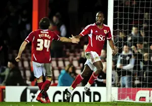 Bristol City V Leicester City Prints: Bristol City's Kalifa Cisse Celebrates Goal Against Leicester City at Ashton Gate Stadium