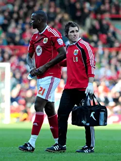 Framed Print : Bristol City's Kalifa Cisse Suffers Injury Exit vs Burnley, Championship 2011