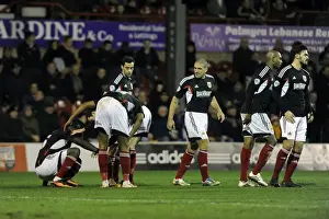 Brentford V Bristol City Prints: Bristol City's Karleigh Osborne Scores and Goes Down Injured Against Brentford (28/01/2014)