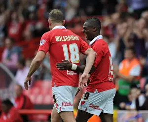 Bristol City's Kieran Agard and Aaron Wilbraham Celebrate Goal vs MK Dons, 2014