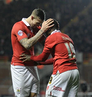 Images Dated 17th February 2015: Bristol City's Kieran Agard and Aden Flint Celebrate Goal vs