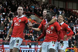 Framed Print : Bristol City's Kieran Agard Celebrates FA Cup Goal Against AFC Telford United Framed Print : Bristol City's Kieran Agard Celebrates FA Cup Goal Against AFC Telford United