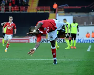Bristol City's Kieran Agard Celebrates Goal vs Oldham Athletic, Sky Bet League One, 2014