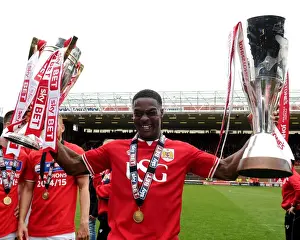 Bristol City's Kieran Agard: Double Victory Celebration - Sky Bet League One and JPT Trophies