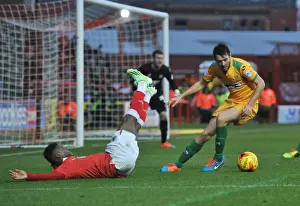 Bristol City V Yeovil Town Prints: Bristol City's Kieran Agard Fouls by Brendan Moloney in Penalty Area - Sky Bet League One Clash