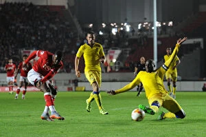 Images Dated 19th August 2015: Bristol City's Kieran Agard Scores the Game-Changing Goal Against Leeds United in 2015
