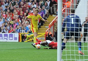 Bristol City V MK Dons Prints: Bristol City's Kieran Agard Scores Penalty After Foul by MK Dons Kyle McFadzean