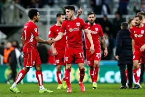 Framed Print : Bristol City's Korey Smith and Callum O'Dowda Share a Moment After 2-2 Draw with Newcastle United