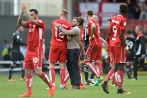 Bristol City V Derby County Prints: Bristol City's Lee Johnson Celebrates with Aaron Wilbraham After Derby County Win