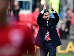 Bristol City V Nottingham Forest Prints: Bristol City's Lee Johnson Celebrates with Fans after Win against Nottingham Forest