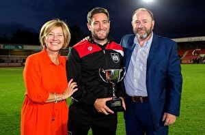 Images Dated 25th July 2016: Bristol City's Lee Johnson and Cheltenham Town Manager Share a Moment with the Johnson Cup