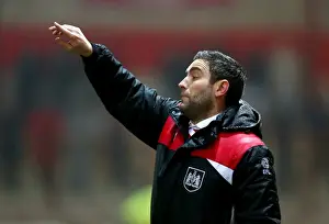 Framed Print : Bristol City's Lee Johnson at Fleetwood Town's Highbury Stadium during FA Cup Replay