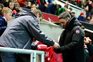 Images Dated 22nd February 2017: Bristol City's Lee Johnson Signs Autographs Before Fulham Clash