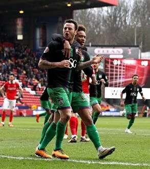Images Dated 6th February 2016: Bristol City's Lee Tomlin and Bobby Reid Celebrate Penalty Goal Against Charlton Athletic - Sky