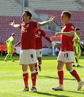 Bristol City V Huddersfield Town Prints: Bristol City's Lee Tomlin Celebrates Goal Against Huddersfield Town (30-04-2016)