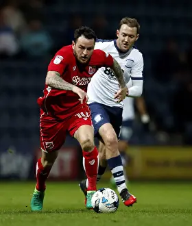 Preston North End V Bristol City Prints: Bristol City's Lee Tomlin Charges Forward Against Preston North End