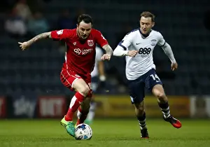 Preston North End V Bristol City Prints: Bristol City's Lee Tomlin Clashes with Preston North End's Aidan McGeady during Sky Bet Championship Match