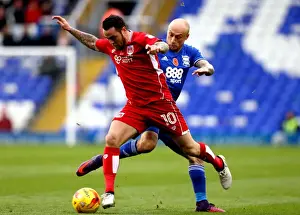 Birmingham City V Bristol City Prints: Bristol City's Lee Tomlin Outmaneuvers Birmingham City's David Cotterill in Sky Bet Championship Clash