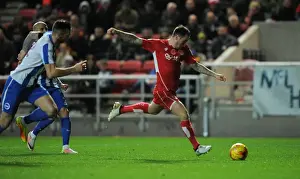 Bristol City V Brighton And Hove Albion Prints: Bristol City's Lee Tomlin Takes Shot Against Brighton & Hove Albion in Sky Bet Championship Match