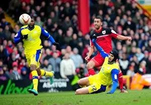 Bristol City V Sheffield Wednesday Prints: Bristol City's Lewin Nyatanga Readies for Shot Against Sheffield Wednesday in Npower Championship (April 1)